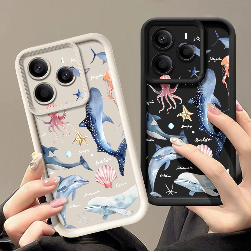 Xiaomi Redmi Note 14 - Casing Lembut Bermotif Lumba-lumba Lucu untuk