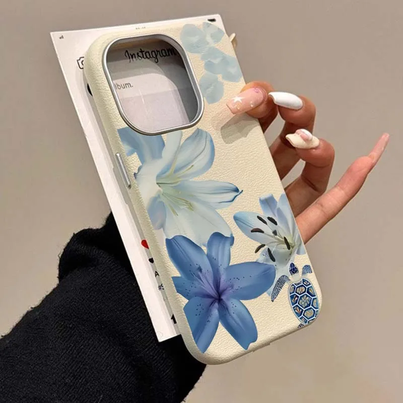 Xiaomi Redmi Note 14 - Casing Ponsel Pola Mode Lily Biru